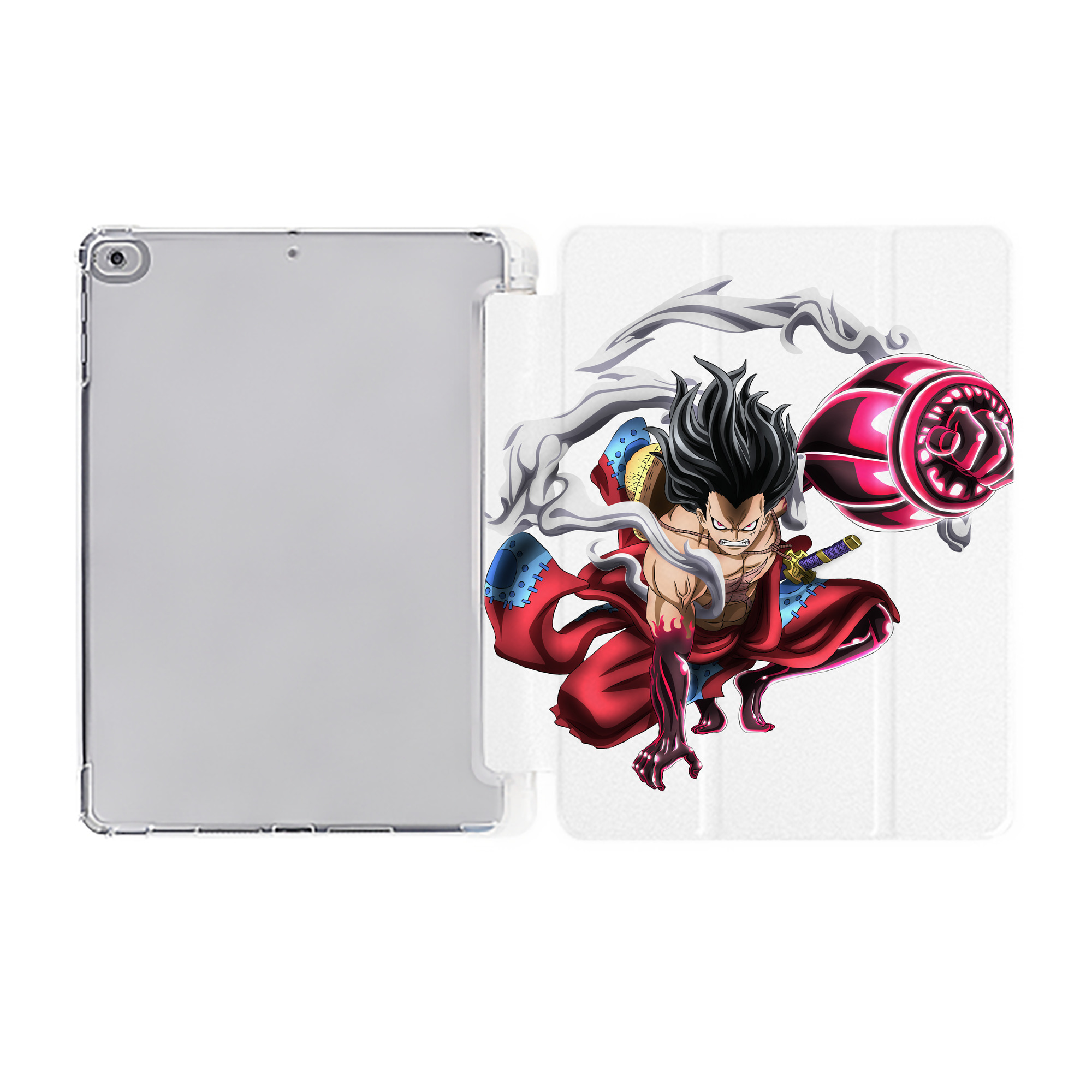 （画像用） ワンピース モンキー・D・ルフィ ONE PIECE Monkey D. Luffy IPad ケース ペン収納付き 三つ折りスタンド PUレザー×シリコン 対応機種9.5/10.5/10.9インチ